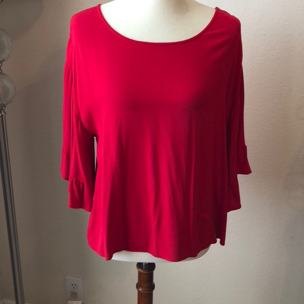 Forever 21 Red Dramatic 3/4 Sleeve Blouse